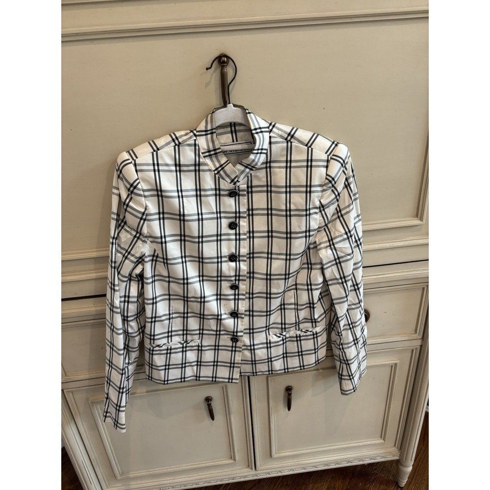 Vintage Carlisle‎ Black White Plaid Blazer 90s Retro Size 8 Button Down